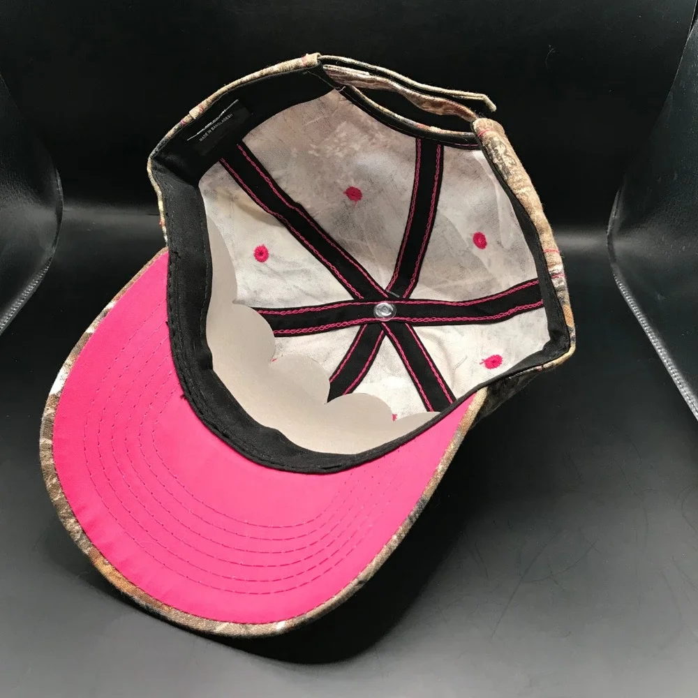 Realtree EDGE Camo Hat Womens Adjustable Strapback Cap Pink Stitching Blank